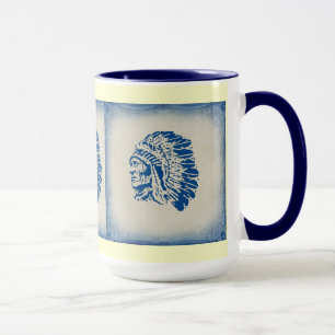 Caneca Blue Silhouette - O Chefe Indígena Americano Mug