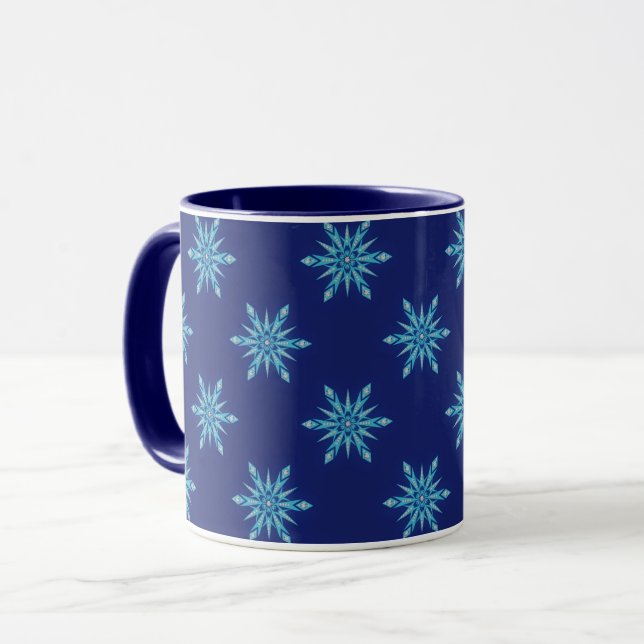 Caneca Blue Snowflakes Art Mug Cup (Frente Esquerda)