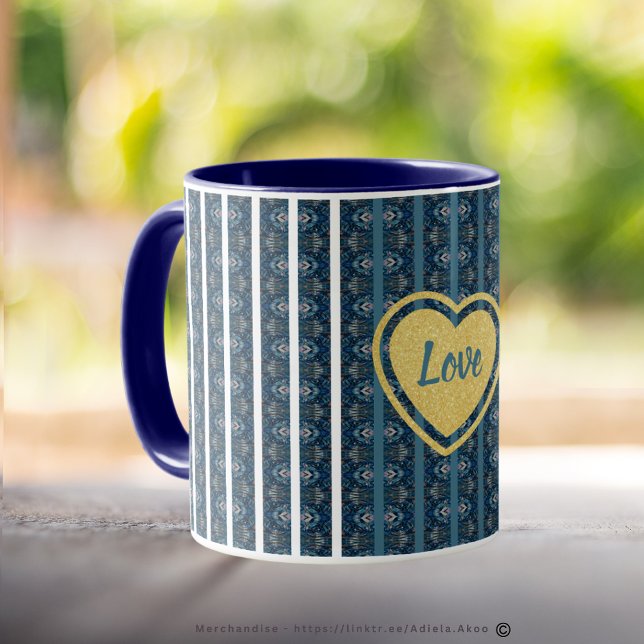 Caneca Blue Strike Mug da Poeta Adiela Akoo (Blue Stripe Love Mug designed by Poet Adiela Akoo. Browse my store 4 more cool finds & gr8t buys now)