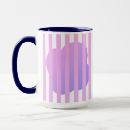 Caneca Blue Stripe Simple Two-Tone Mug with Purple Floral