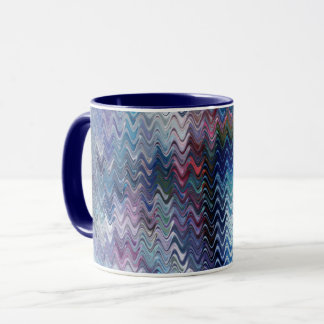 Caneca Blue Violet Teal White Marbling Abstraction