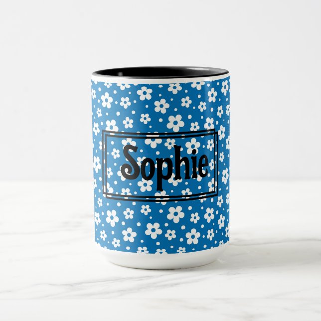 Caneca Blue White Daisies Mug (Centro)