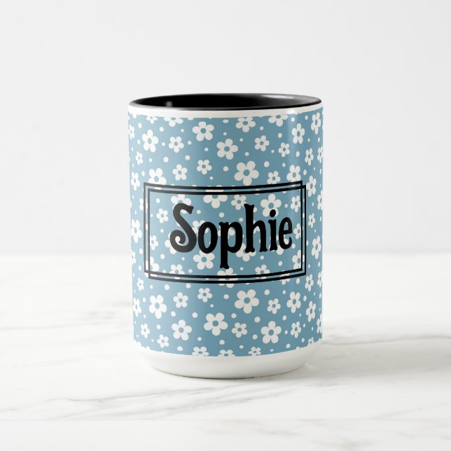 Caneca Blue White Daisies Mug (Centro)