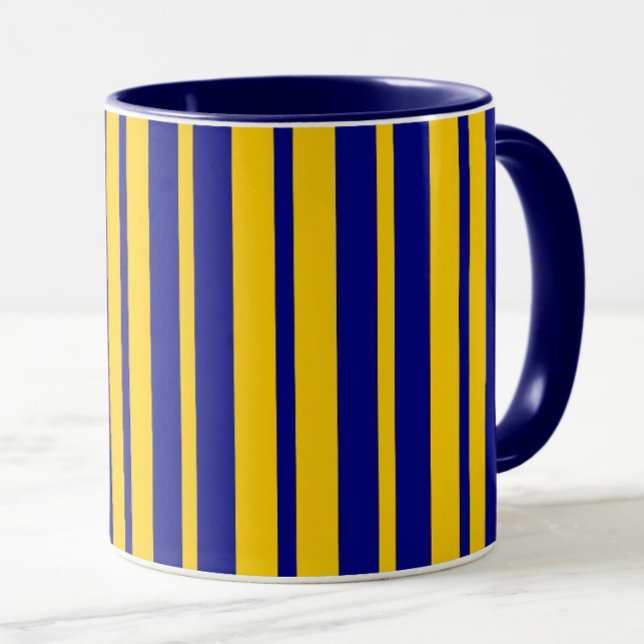 Caneca Blue Yellow Stylish Stripes Pattern Design  (Criador carregado)