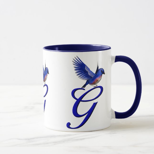 Caneca Bluebird Monograma inicial G Elegante (Direita)