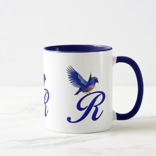 Caneca Bluebird Monograma Inicial R Elegante