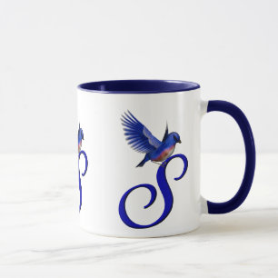 Caneca Bluebird Monograma Inicial S Elegante