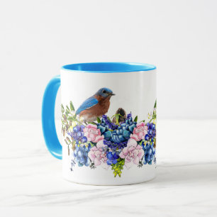 Caneca Bluebird Personalizado Floral da Felicidade