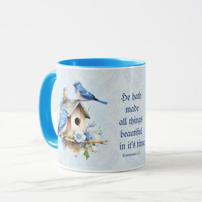 Caneca Bluebird Scripting Mug Birdhouse Eclesiastes (Frente Esquerda)