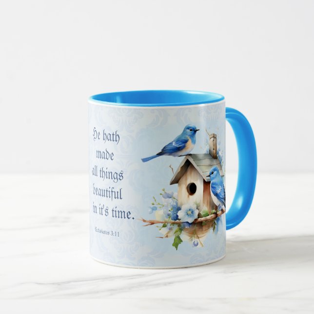 Caneca Bluebird Scripting Mug Birdhouse Eclesiastes (Frente Esquerda)