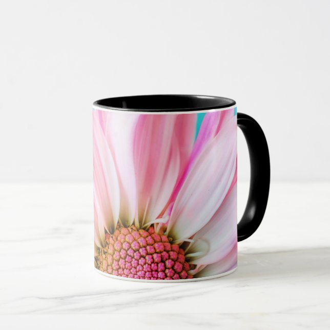 Caneca Blush Bloom: Elegância Floral Rosa (Frente Esquerda)