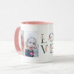 Caneca Blush Floral LOVE 4 Foto<br><div class="desc">Lindas flores cor-de-água cor-de-rosa-claro,  enfeitadas em letras de cinza "AMOR",  4 caneca fotoesamel.</div>