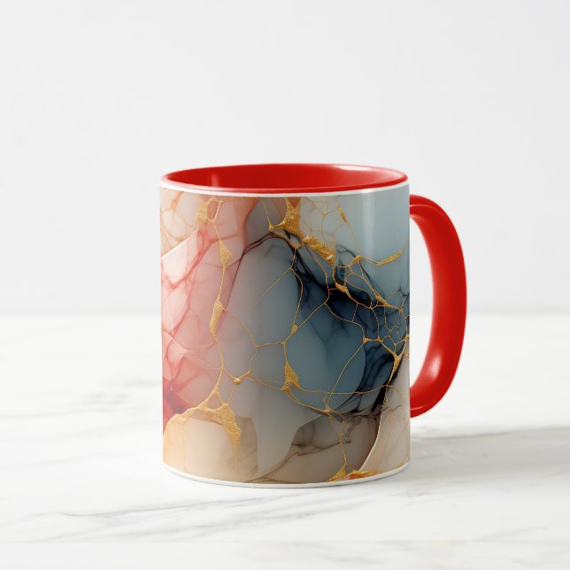 Caneca Blush & Ivory Marble with Golden Veins (Frente Esquerda)