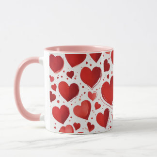 Caneca "Blush of Love: A Pink Mug Embraced by Red Romance