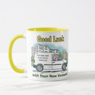 Caneca Boa sorte com sua nova empresa colorido