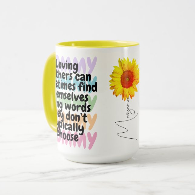 Caneca Boas Citações Mamães | Interior Colorido e Alça, (Frente Esquerda)