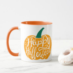Caneca Boas inscrições do Dia das Bruxas em abóbora escul