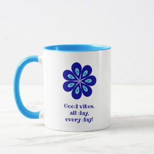 Caneca Boas Víblias Elegantes, Mau azul Floral Amulet