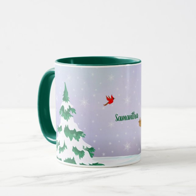 Caneca Boas-vindas dos Cardinhos do inverno (Frente Esquerda)