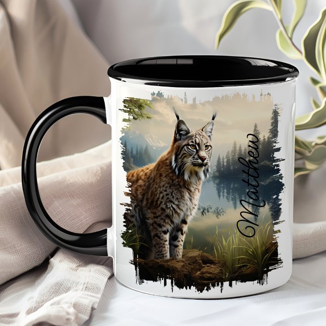 Caneca Bobcat em Forest Clearing (Criador carregado)