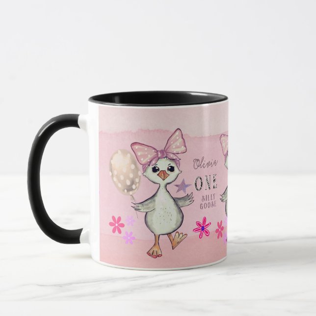 Caneca Bobo Rosa Engraçado Ganhar primeiro aniversario Pe (Esquerda)