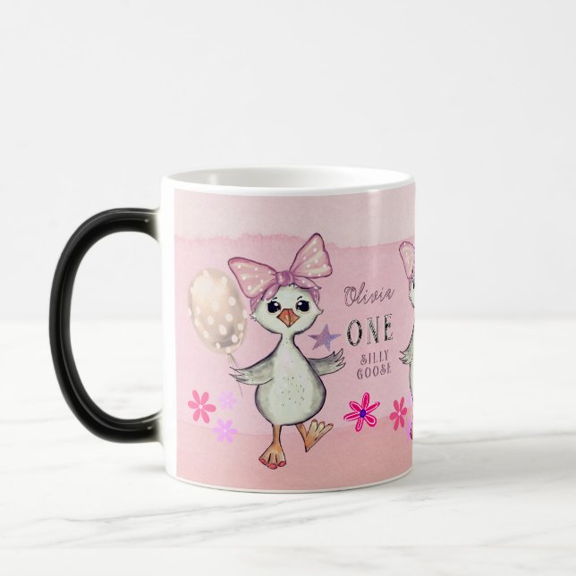 Caneca Bobo Rosa Engraçado Ganhar primeiro aniversario Pe (Esquerda)