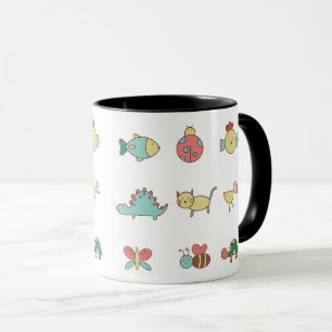 Caneca Boca-branca - Mug-padrão de animais de desenho - J