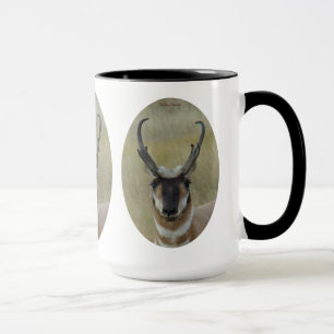 Caneca Bode Antílope Pronghorn Negro Cara Tiro na Cabeça