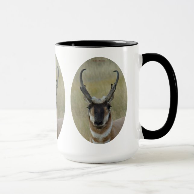Caneca Bode Antílope Pronghorn Negro Cara Tiro na Cabeça (Direita)
