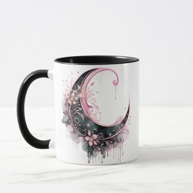 Caneca Boêmio Preto e Rosa Lua Crescente Halloween (Esquerda)