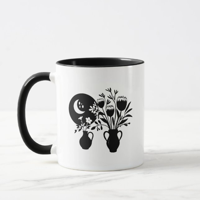 Caneca Boho bohemian floral sun moon (Esquerda)