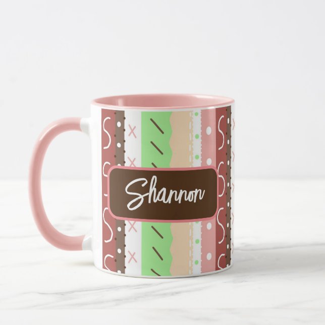 Caneca Boho Brown, Borgonha, Verde e Mauve Whimsical (Esquerda)