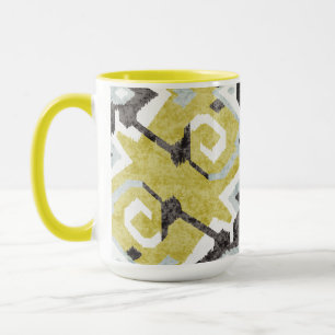 Caneca Boho chique padrão tribal ikat amarelo monograma