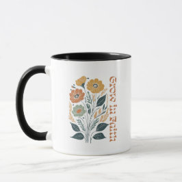 Caneca Boho Christian Inspirational Cresce em Fé