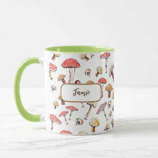 Caneca Boho Cottagecore Cogumelos Desenhados À Mão Person