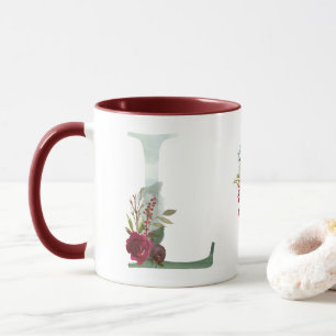 Caneca Boho Floral Monograma L Café
