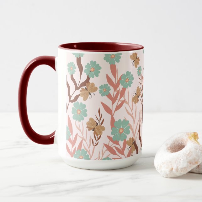 Caneca Boho Floral Rustic Garden (Com Donut)