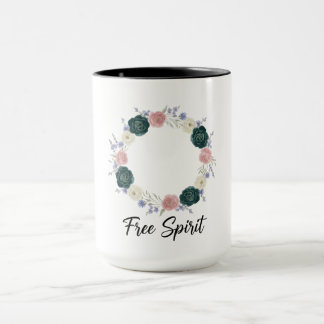Caneca Boho Floral Wreath "Free Spirit"