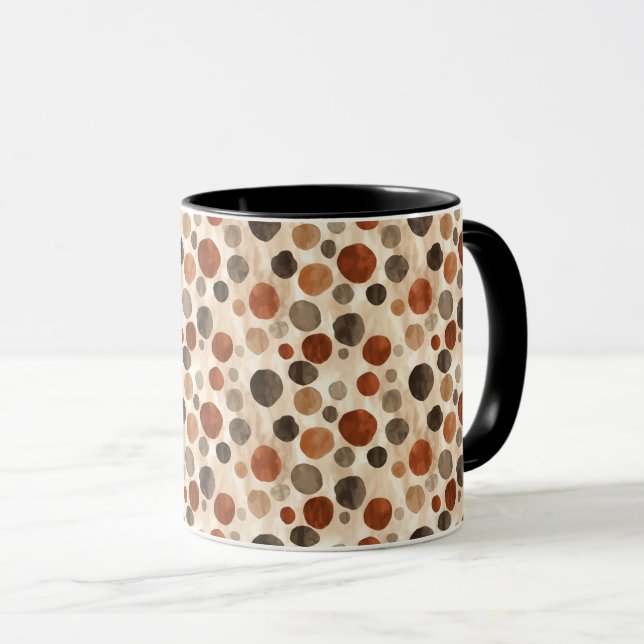 Caneca Boho Flow Shapes – Design em Tons Terrosos (Frente Esquerda)