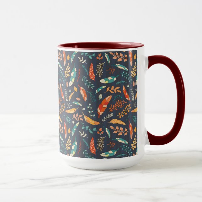 Caneca Boho Hippie Feather Pattern (Direita)