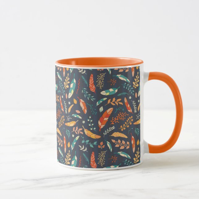 Caneca Boho Hippie Feather Pattern (Direita)