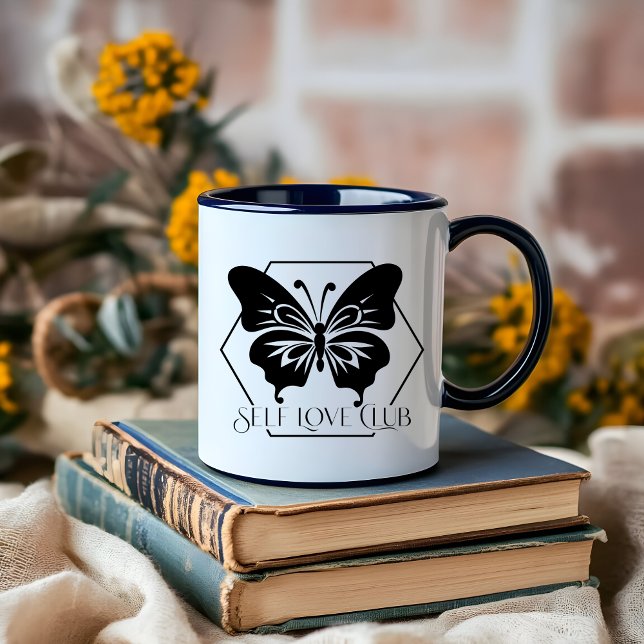 Caneca Boho Moon Black and White Self Love Club (SELF LOVE CLUB BOHO BLACK AND WHITE MUG)