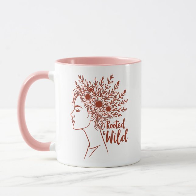 Caneca Boho Mulher Selvagem Cabelo Botânico Fêmea Botânic (Esquerda)