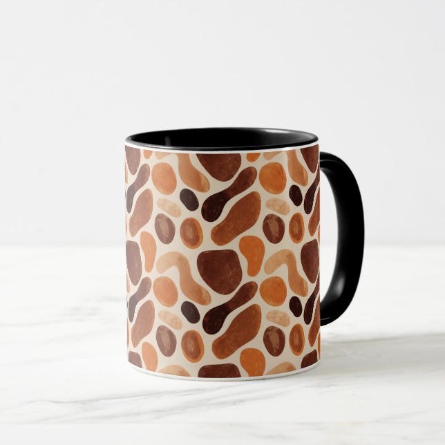 Caneca Boho Nature Shapes Mug – Warm Organic Palette (Frente Esquerda)
