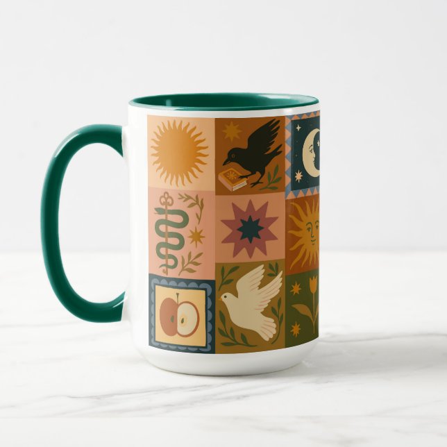 Caneca Boho Retro Celestial Sun Moon (Esquerda)