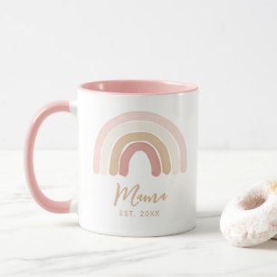 Caneca Boho Rosa Mama Arco-Íris Dia de as mães Estabeleci