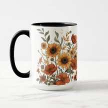 Boho Sunflower & Tribal Patterno Mug - Terra Quent
