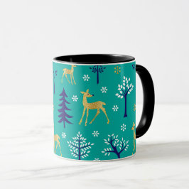 Caneca Boho Trees Dourados Deers Moderno