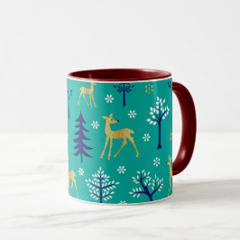 Caneca Boho Trees Dourados Deers Moderno