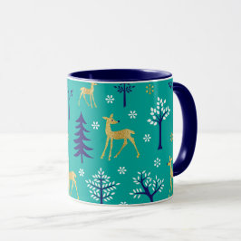 Caneca Boho Trees Dourados Deers Moderno
